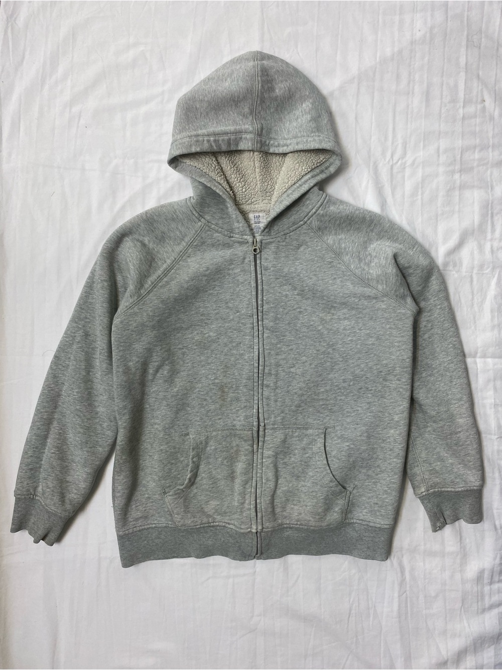GAP Kids Heather Gray Sherpa-Lined Full-Zip Hoodie